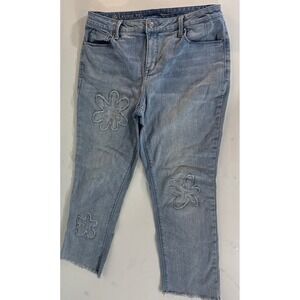 Women's Laurie Felt Jeans size 10 Stretch Denim Flower Pattern Y2K Vibes 🔥👖